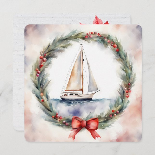 Carte Bateau de Noël (Devant / Derrière)