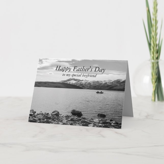 Carte Bateau de pêche heureux de lac boyfriend de fête (Devant)