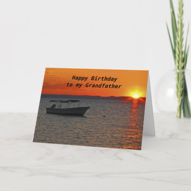 Carte Bateau de pêche Joyeux anniversaire grand-père (Devant)