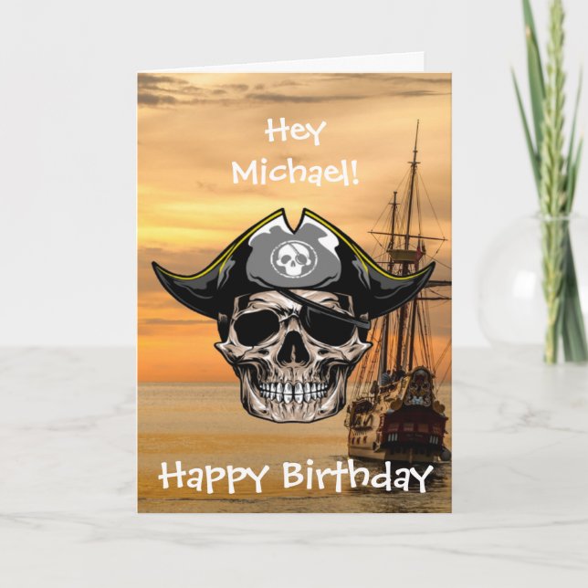 Carte Bateau de Pirate Anniversaire le Plus Mignon (Devant)
