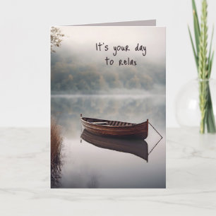 Carte Bateau en bois sur le lac d'anniversaire 