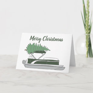 Carte Bateau ponton avec sapin de Noël en haut des fêtes