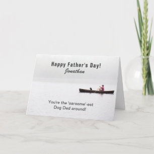 Carte Bateau sur le lac Chien Papa Fête des pères texte 