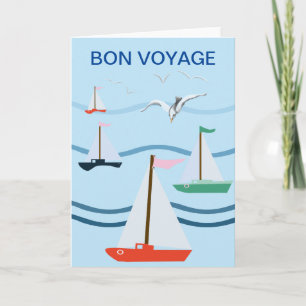 Carte Bateaux à voile, mouettes, vagues de l'océan