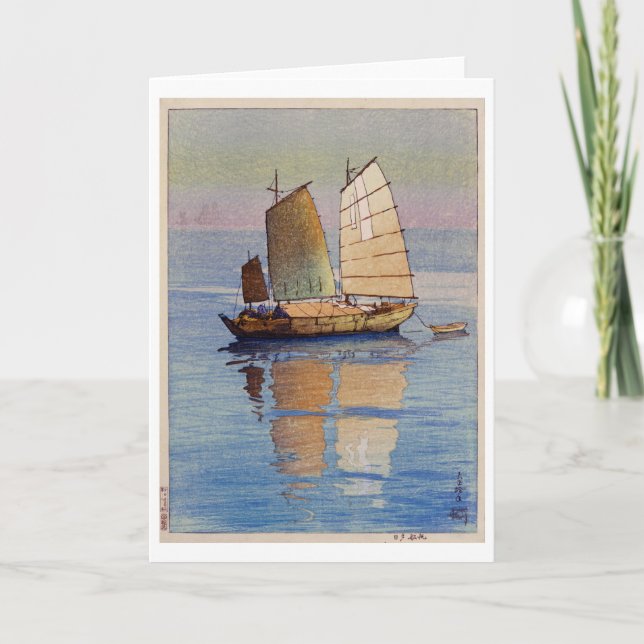 Carte Bateaux À Voile Soirée Lumineuse, Hiroshi Yoshida (Devant)