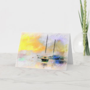 Carte bateaux au coucher du soleil