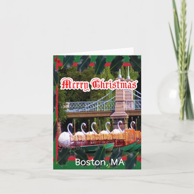Carte Bateaux cygnes de Boston - Joyeux Noël (Devant)