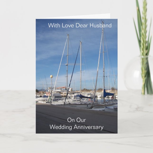 Carte Bateaux Mari Personnalisé Anniversaire Mariage (Devant)