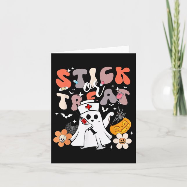 Carte Bâton Ou Traitement Halloween Ghost Nurse Crna Eme (Devant)