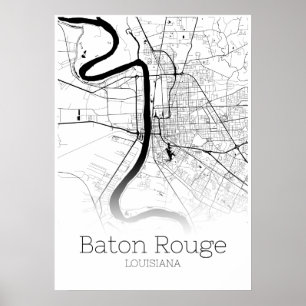 Carte Baton Rouge - Louisiane - Poster de carte de