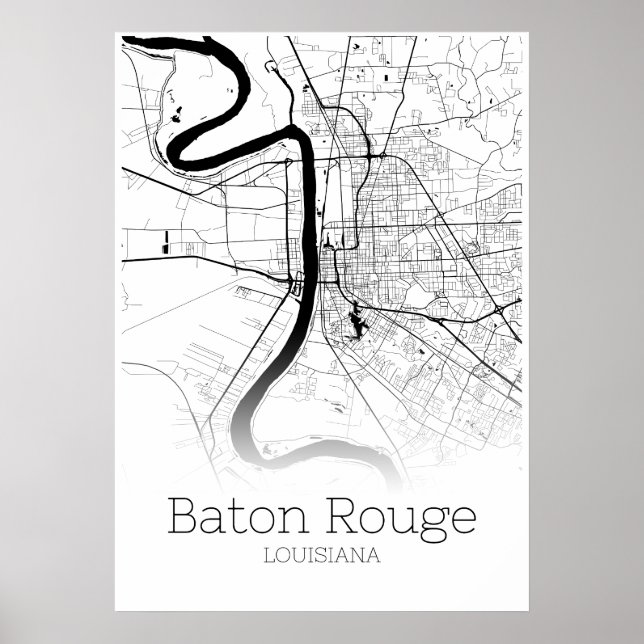 Carte Baton Rouge - Louisiane - Poster de carte de (Devant)