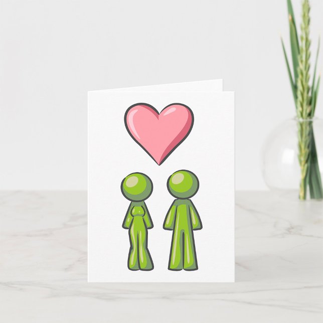 Carte Bâton vert Figure Couple Rose Coeur amour (Créateur téléchargé)