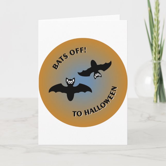 Carte Bats d'Halloween bleu orange (Devant)