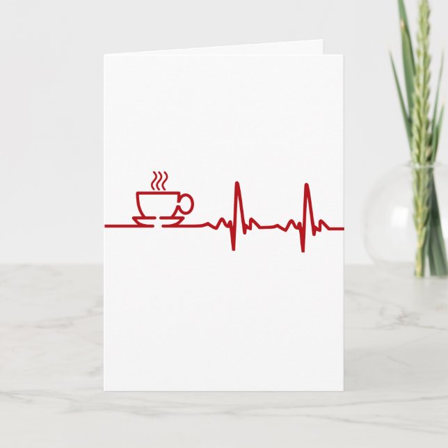 Carte Battement de coeur ECG de café de matin (Devant)