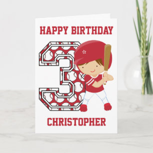 Carte Batteur de baseball 3e anniversaire personnalisé r