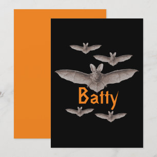 Carte Batty Batty Vintage chauves Noir et Orange