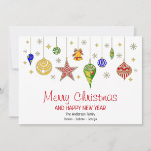 Carte Baubles de Noël colorés personnalisés