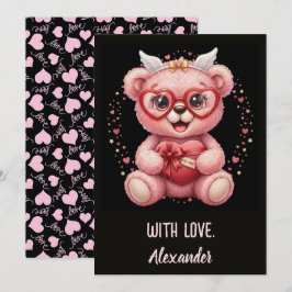 Carte Be Mine! Cute Pink Teddy Bear Sweetheart 