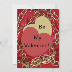 Carte Be My Valentine Love Hearts or & rouge valentine
