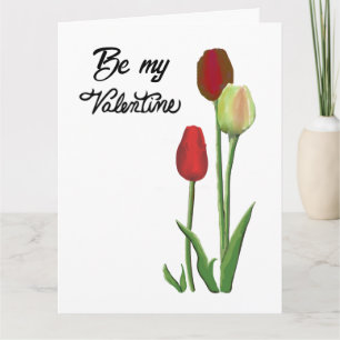 Carte Be My Valentine Red & Yellow tulip design