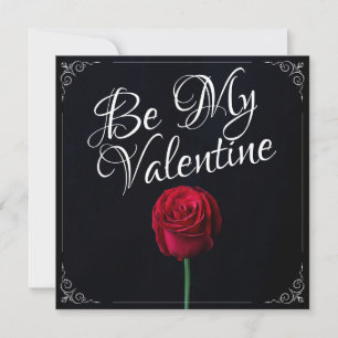 Carte Be My Valentine - Rose rouge foncé