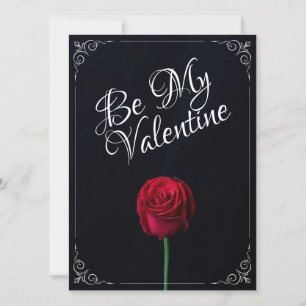 Carte Be My Valentine - Rose rouge foncé