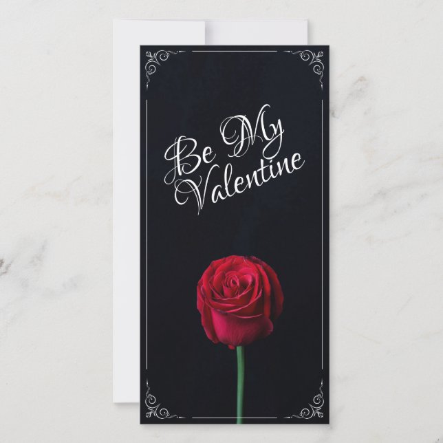 Carte Be My Valentine - Rose rouge foncé (Devant)
