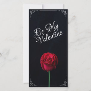 Carte Be My Valentine - Rose rouge foncé
