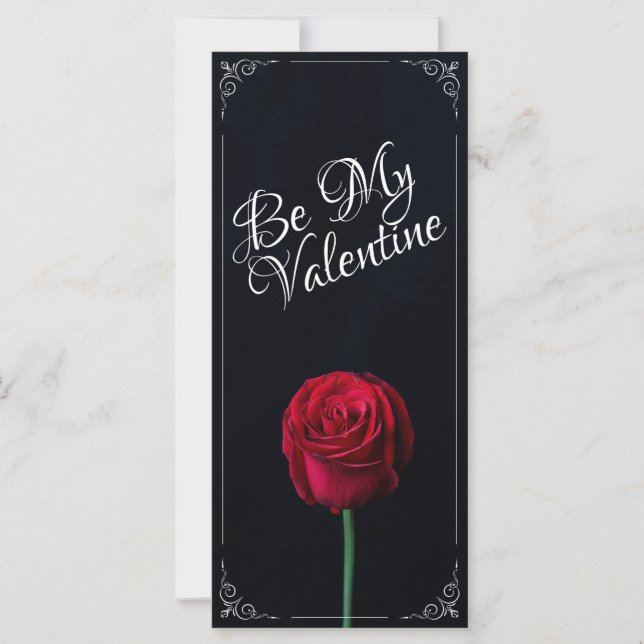 Carte Be My Valentine - Rose rouge foncé (Devant)