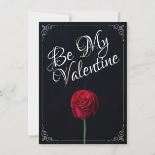 Carte Be My Valentine - Rose rouge foncé