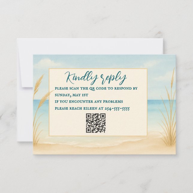 Carte Beach Bliss QR Code RSVP Card (Devant)