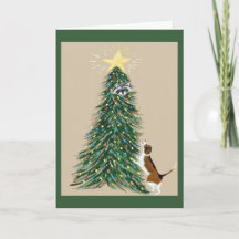 Beagle avec Raton laveur dans l'arbre de Noël