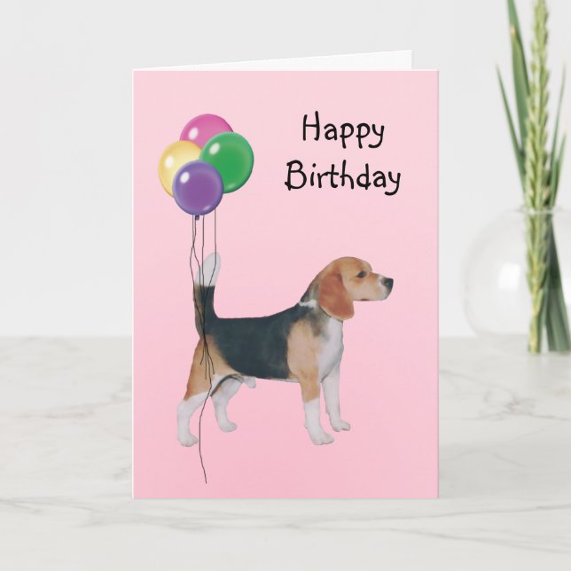 Carte Beagle, ballons d'anniversaire (Devant)