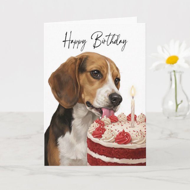 Carte Beagle Birthday Cake Inspector (Petite plante)