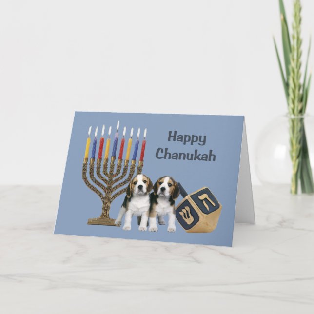 Carte beagle Chanukah Menorah Dreidel1 (Devant)