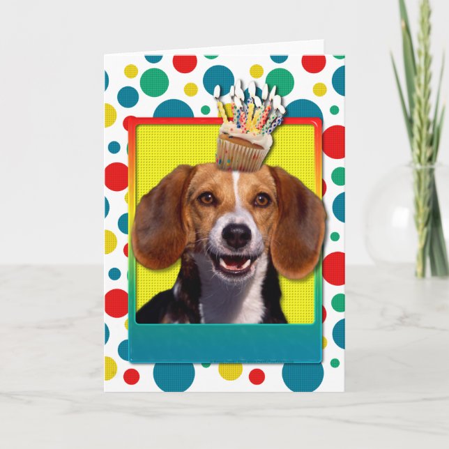 Carte Beagle de Cupcake anniversaire (Devant)