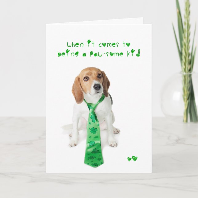 Carte Beagle d'enfant de Pawsome de Jour de la Saint (Devant)