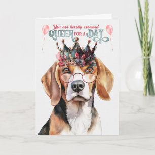 Carte Beagle Dog Queen pour une journée drôle d'annivers