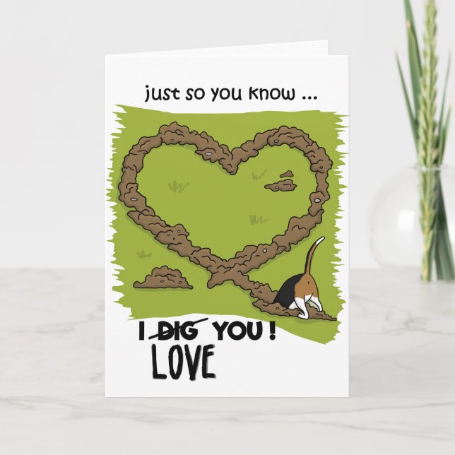 Carte beagle Valentines; Carte d'amour Beagle de c (Devant)