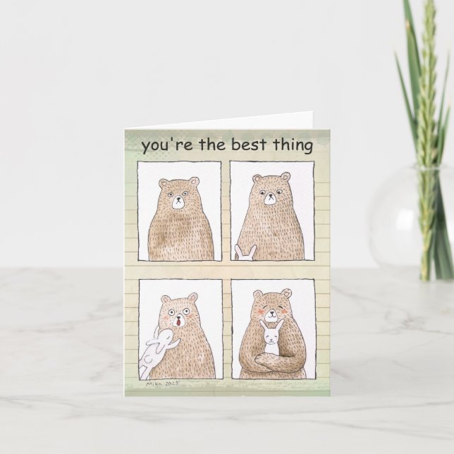 Carte Bear and Bunny Happy Couple Anniversaire jolie ban (Devant)