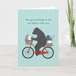 Carte Bear & Bunny sur Vélo aller pique-niquer l'amour m