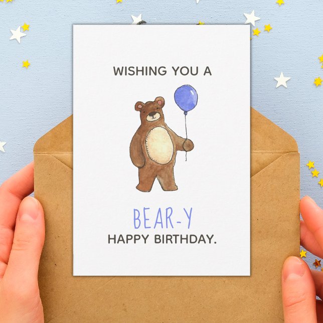Carte Bear Happy Birthday Flat Card (Créateur téléchargé)