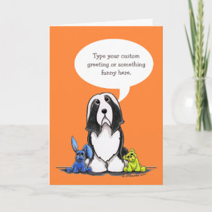 Carte Bearded Collie parle votre salutation personnalisé