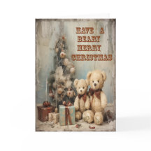 Bears Grey Card Grungy Joyeux Noël