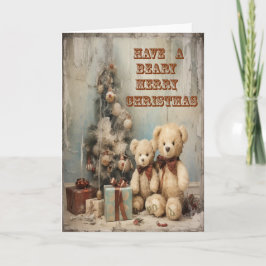 Carte Bears Grey Card Grungy Joyeux Noël