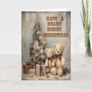 Carte Bears Grey Card Grungy Joyeux Noël