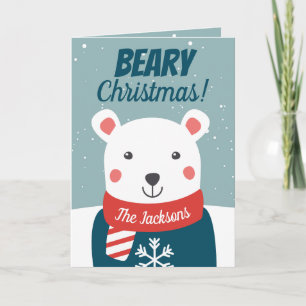 Carte Béary Noël avec dessin animé ours polaire