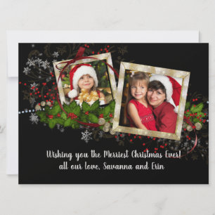 Carte Beau 2 cadres de Noël photo avec lettre