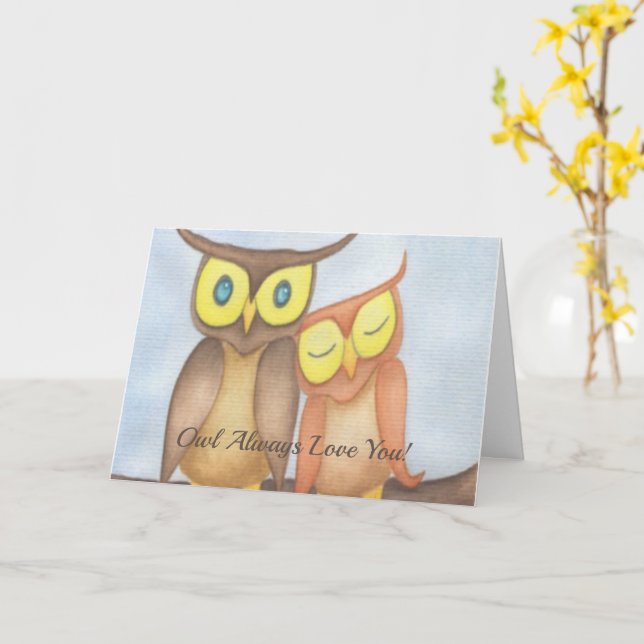 Carte Beau Aquarelle Chouette Amateurs (Fleur jaune)