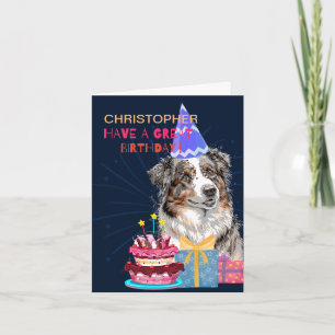 Carte Beau Berger Australien Avec Gâteau Anniversaire